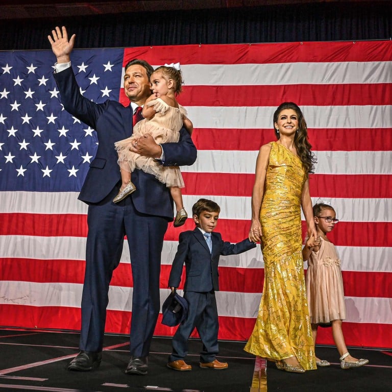 Ron DeSantis with his wife Casey DeSantis and children Madison, Mason and Mamie in Tampa, Florida in November 2022. Photo: AFP