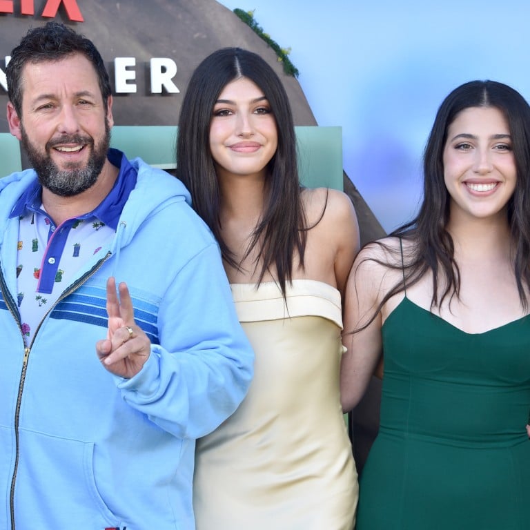 Adam Sandler and his glamorous teenage daughters Sunny and Sadie Sandler at the premiere of Netflix’s Leo on November 19, in Los Angeles. Photo: FilmMagic
