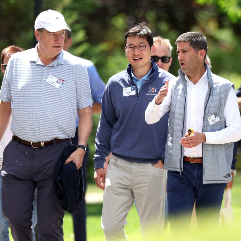 Stan Druckenmiller, Bom Kim and Kevin Warsh at the Allen & Company Sun Valley Conference 2023, where the world’s most wealthy and powerful figures from media, finance, technology and politics come together. Photo: Getty Images via AFP