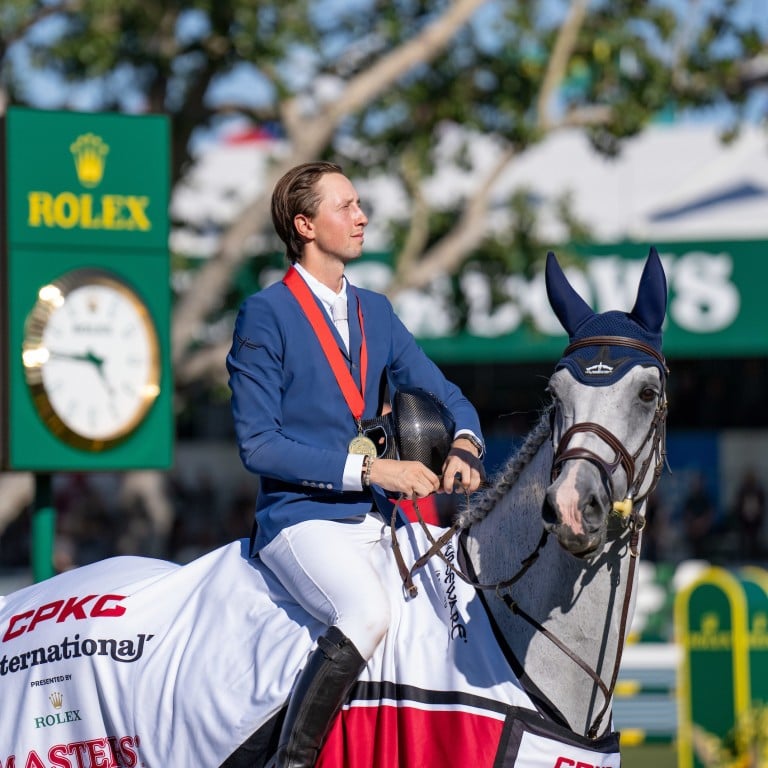 Martin Fuchs at the CPKC International Grand Prix, presented by Rolex, after riding Leone Jei to victory. The legendary Swiss luxury watch brand is the presenting sponsor of CHI Geneva as well as the sponsor of the International Jumping Riders Club top 10 final and the Rolex Grand Prix, and continues to partner with outstanding young show jumpers, including Fuchs, Steve Guerdat and Harry Charles. Photos: Handout