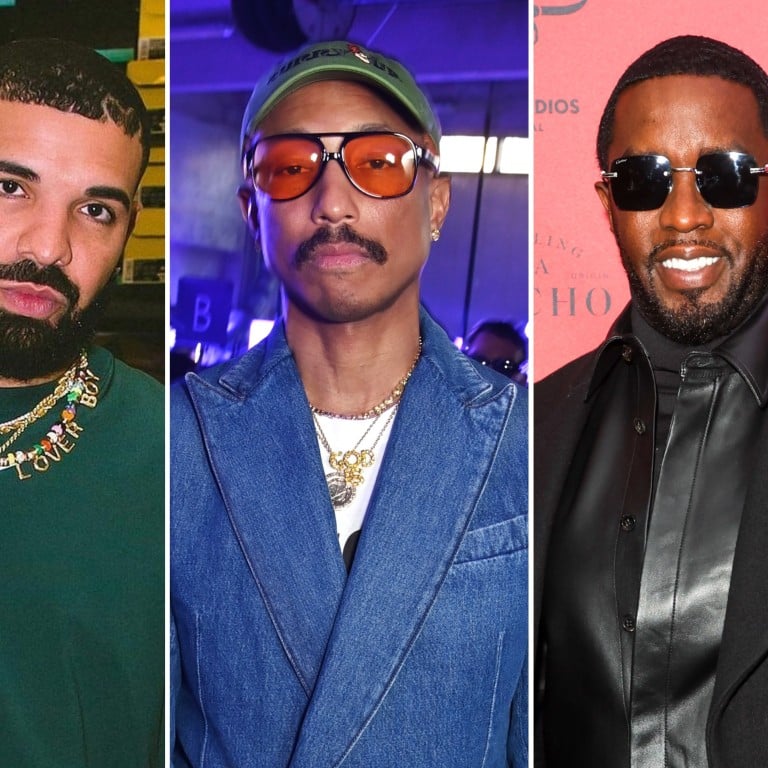 Drake, Pharrell Williams and Diddy are some of the richest hip-hop artists in 2023. Photos: @drakeofficlal/Instagram, Getty Images