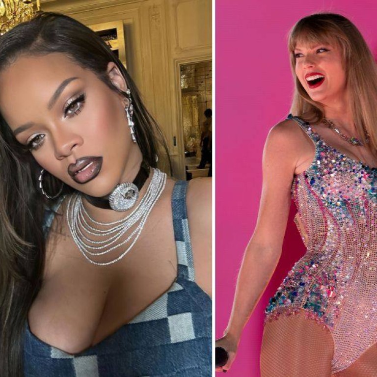 Rihanna Struggles With Her Boobs Popped Out In Low-cut Scarlet