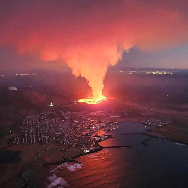 volcano erupts in iceland, lava reaches town and engulfs homes