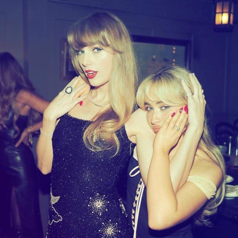 Taylor Swift at her 34th birthday party in New York with Sabrina Carpenter and wearing an opal ring. Photo: @taylorswift/Instagram