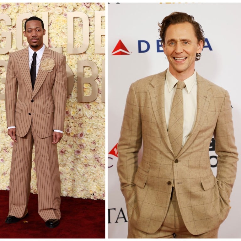 Tyler James Williamson, Tom Hiddleston and Justin Hartley have all bravely embraced tan suits on the red carpet, following a style made famous by Barack Obama. Photos: Wires