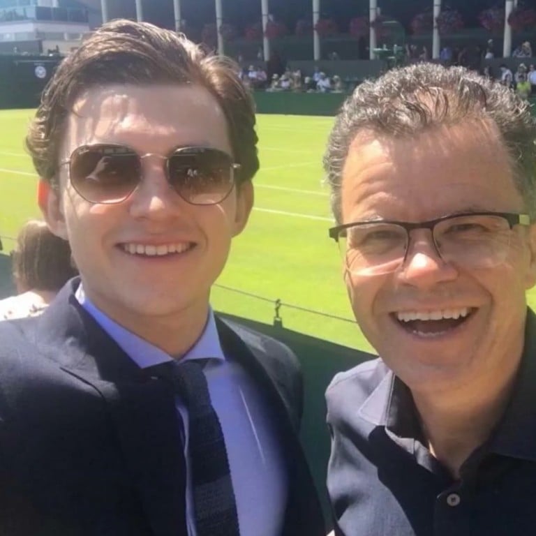 Tom Holland’s (left) dad is Dominic Holland (right), a comedian and author. Photo: @dommoholland/Instagram