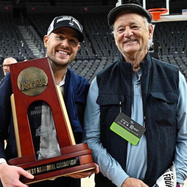 Proud dad: actor Bill Murray and his son Luke Murray. Photo: @coachlukemurray/Instagram