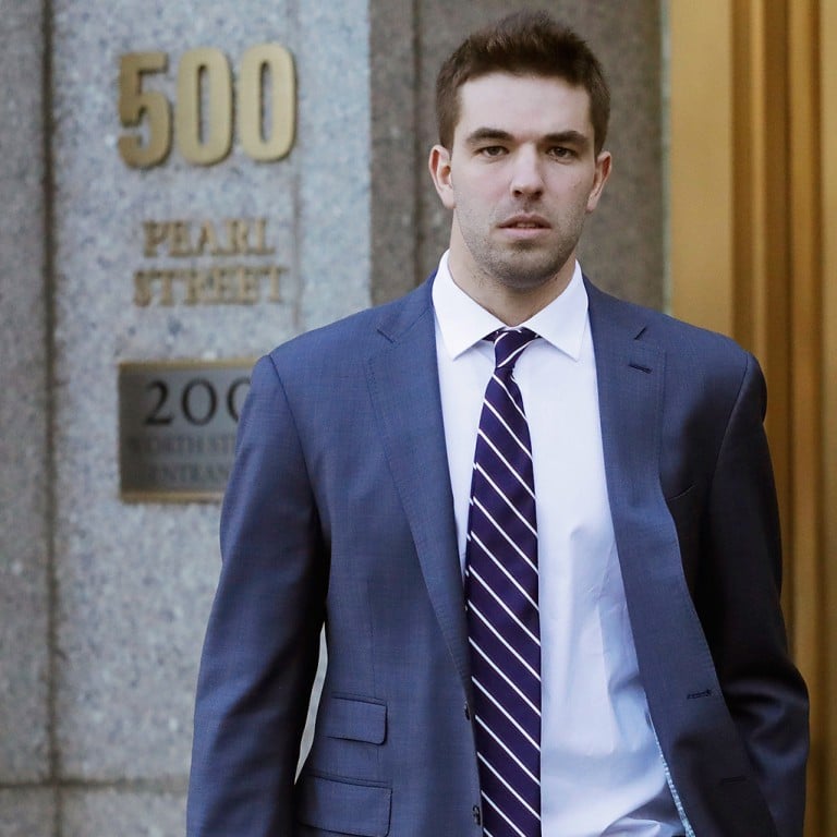 Billy McFarland, promoter of the failed Fyre Festival in the Bahamas, leaves court after pleading guilty to fraud charges, March 6, 2018, in New York. Photo: @DuffaBoiii/X
