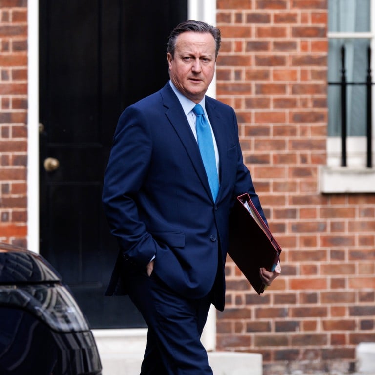 British Foreign Secretary and former prime minister David Cameron arrives at Downing Street for a cabinet meeting in London on March 26. Cameron has described Hong Kong’s national security law as a “breach” of the Sino-British Joint Declaration. Photo: EPA-EFE