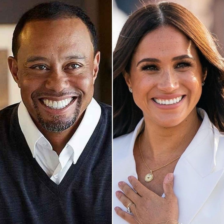 Tiger Woods, Meghan Markle and James Corden have all been called out for treating restaurant staff badly. Photos: T-Squared Social; @meghan_markle_page/Instagram; AP