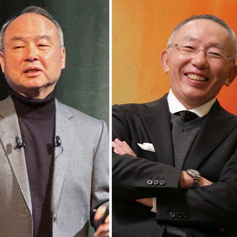 Masayoshi Son at a 2023 conference in Tokyo; Tadashi Yanai during a 2014 interview. Photo: Reuters, SCMP Archive