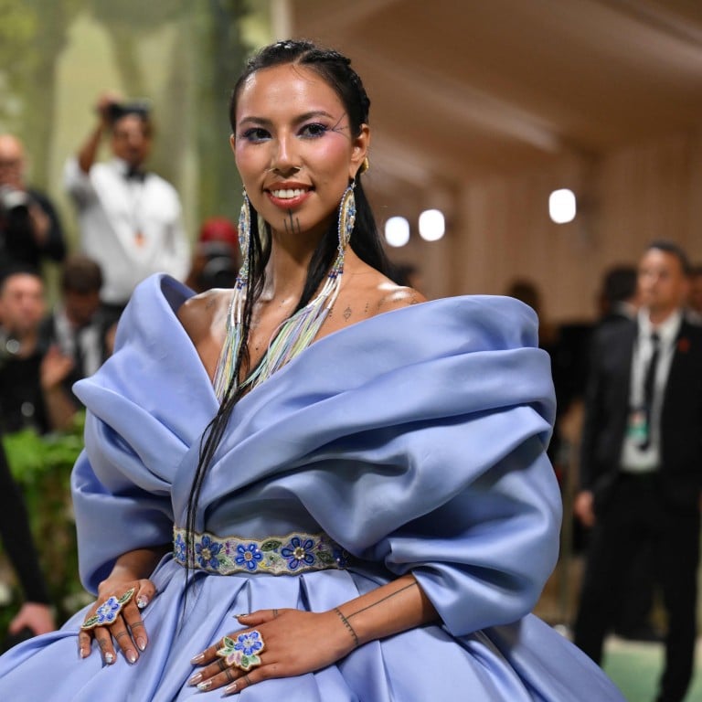 US model and actress Quannah Chasinghorse arrives for the 2024 Met Gala at the Metropolitan Museum of Art on May 6, 2024, in New York. Photo: AFP