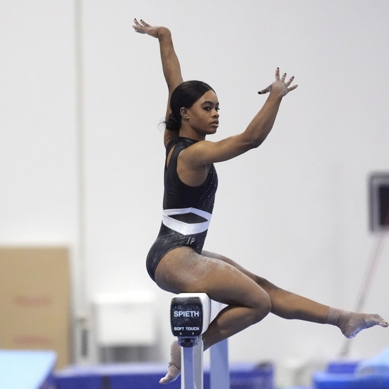 Olympic gold medallist and gymnast Gabby Douglas competes at the American Classic in Katy, Texas, on April 27. Photo: AP Photo