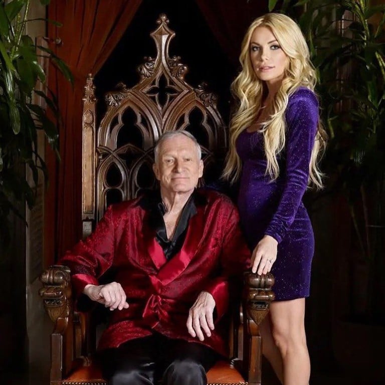 Crystal Harris Hefner poses with her former husband, the late Playboy founder Hugh Hefner, at the Playboy Mansion, back in the day. Photo: @crystalhefner/Instagram