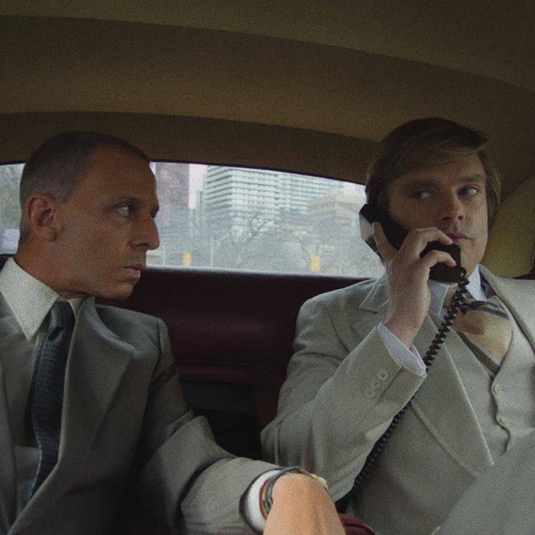 Sebastian Stan as Donald Trump (right) and Jeremy Strong as Roy Cohn in The Apprentice, the explosive new biopic of Donald Trump shown at Cannes, in May. Photo: Handout