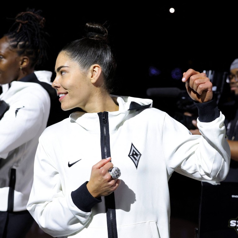 Kelsey Plum and her teammates received their 2023 WNBA championship rings on May 14 in Las Vegas. Photo: Getty Images via AFP