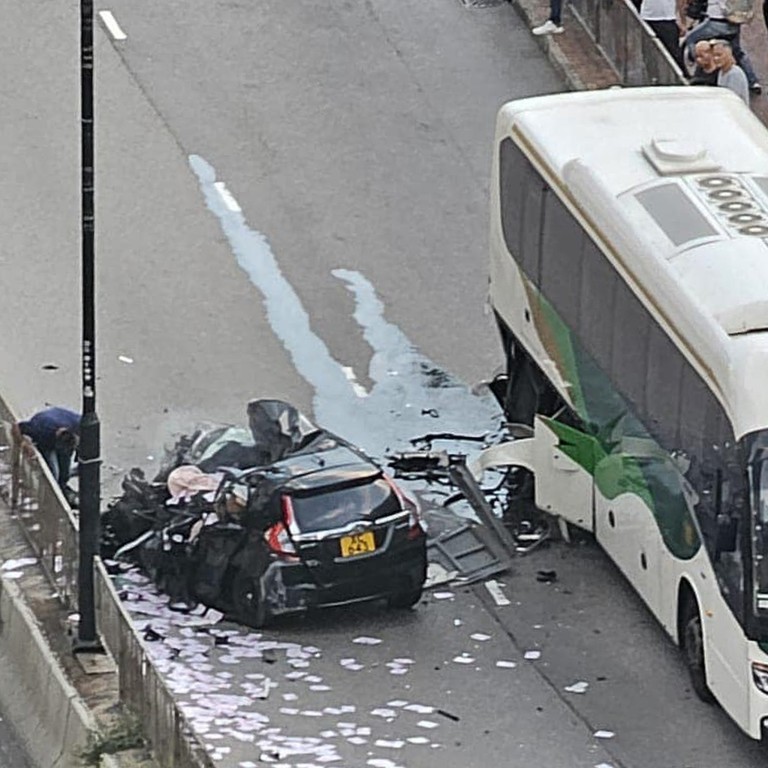Hong Kong Driver In Coma In Hospital After Car Tour Bus Collide hong-kong-driver-in-coma-in-hospital-after-car-tour-bus-collide