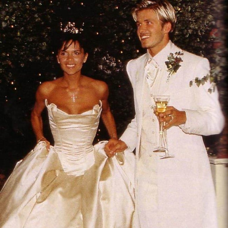 David and Victoria Beckham pose for photos during their 1999 wedding. Photo: @victoriabeckham/Instagram