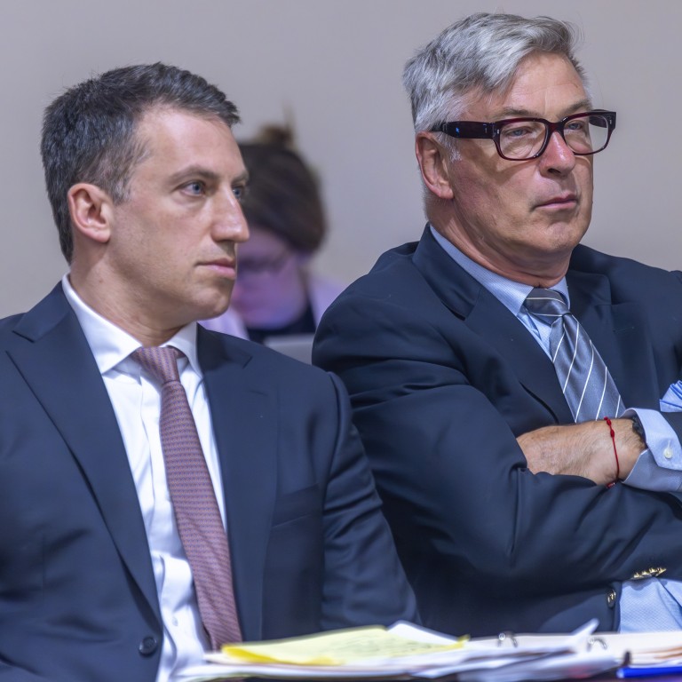 Lawyer Alex Spiro (left) sits next to his client, actor Alec Baldwin, on July 8. Photo: AP