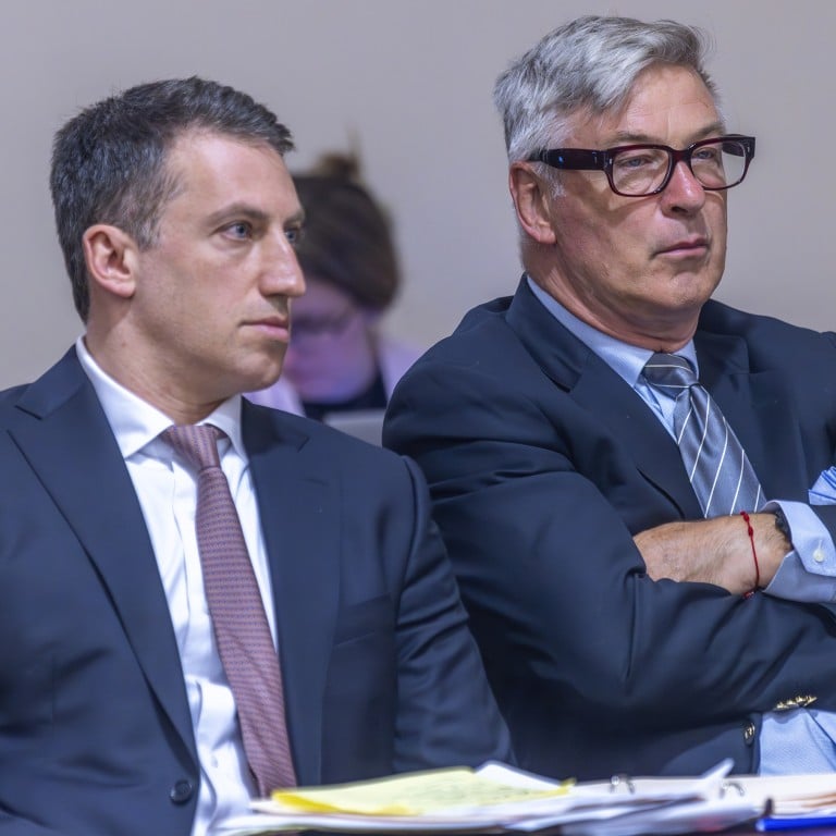 Lawyer Alex Spiro (left) sits next to his client, actor Alec Baldwin, on July 8. Photo: AP