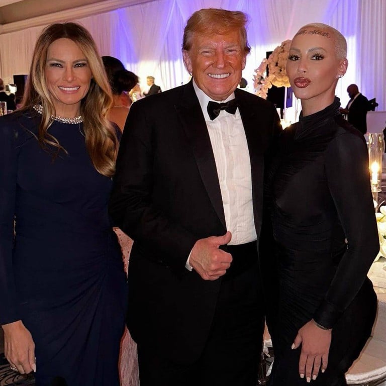 Melania Trump, Donald Trump and Amber Rose, who once called the former US president an “idiot”. Photo: @amberrose/Instagram