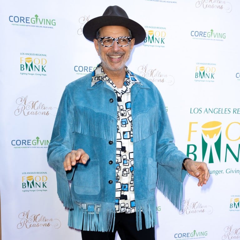 Jeff Goldblum attends last year’s LA Regional Food Ban’s A Million Reason celebration in Hollywood, California. Achieve a similar look with strikingly cool pieces from Maison Michel, Jacquemus and Saint Laurent. Photo: Getty Images