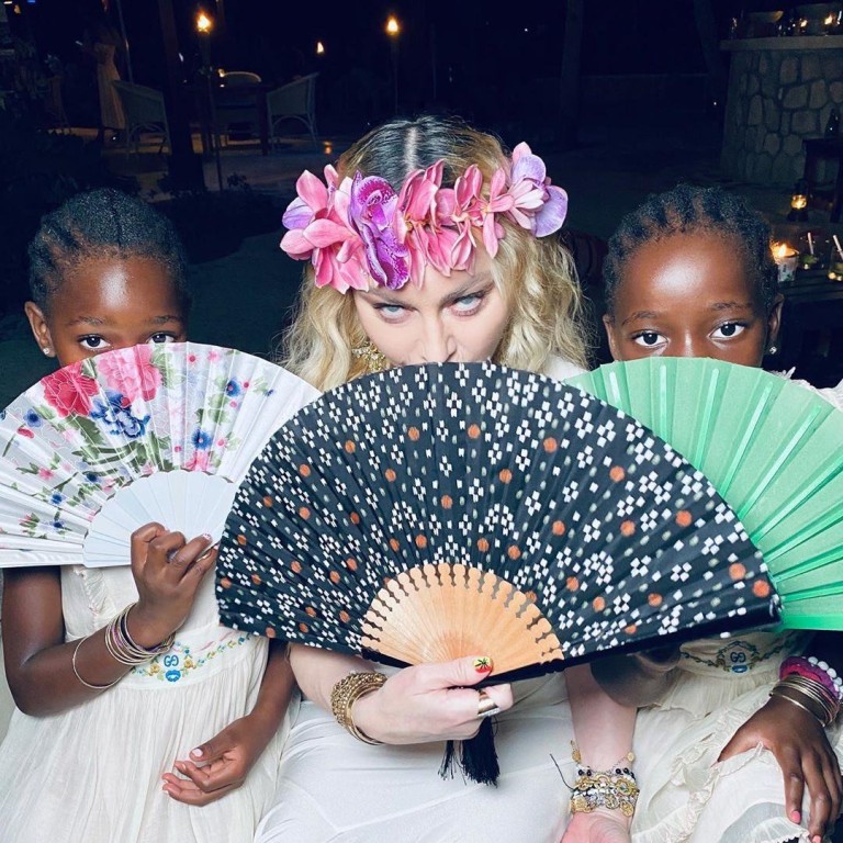 Madonna with her daughters Estere and Stella. Photo: @Madonna/X