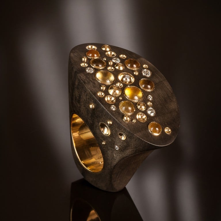 Amber is fossilised tree resin and has been widely used in jewellery for many centuries, with the likes of Iryna Karpova continuing that tradition today, as seen here with this ring. Photos: Handouts