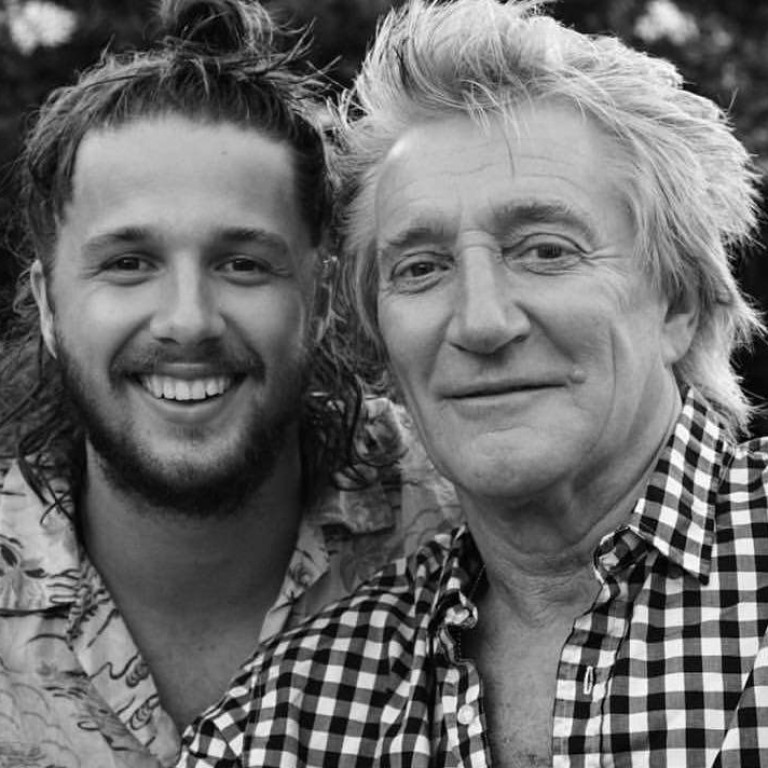 Ice hockey player Liam Stewart with his legendary rockstar father, Rod Stewart. Photo: Photo: @discostew94/Instagram