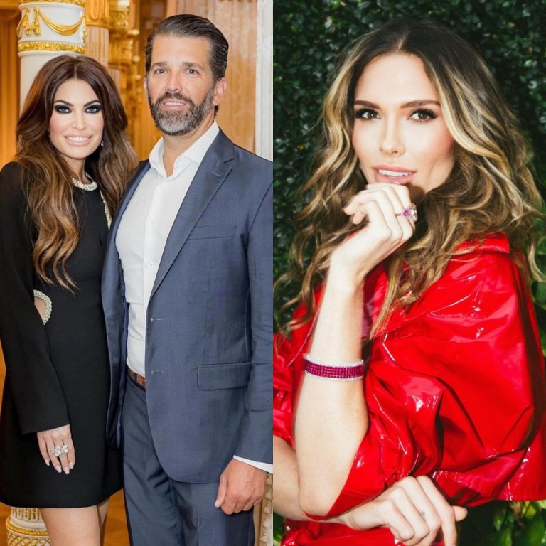 Donald Trump Jr is engaged to Kimberly Guilfoyle (left) but he was reportedly recently seen kissing Bettina Anderson (right). Photos: @donaldtrumpjr, @bettina_anderson/Instagram