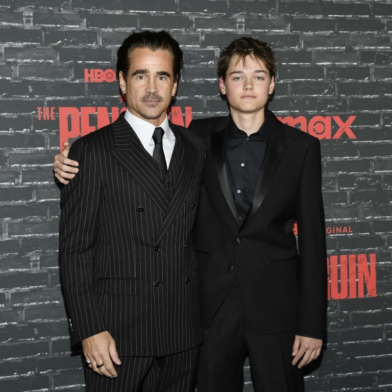Colin Farrell and his son Henry Tadeusz Farrell attend the September 17 premiere of the HBO series The Penguin in New York. Photo: Evan Agostini/Invision/AP