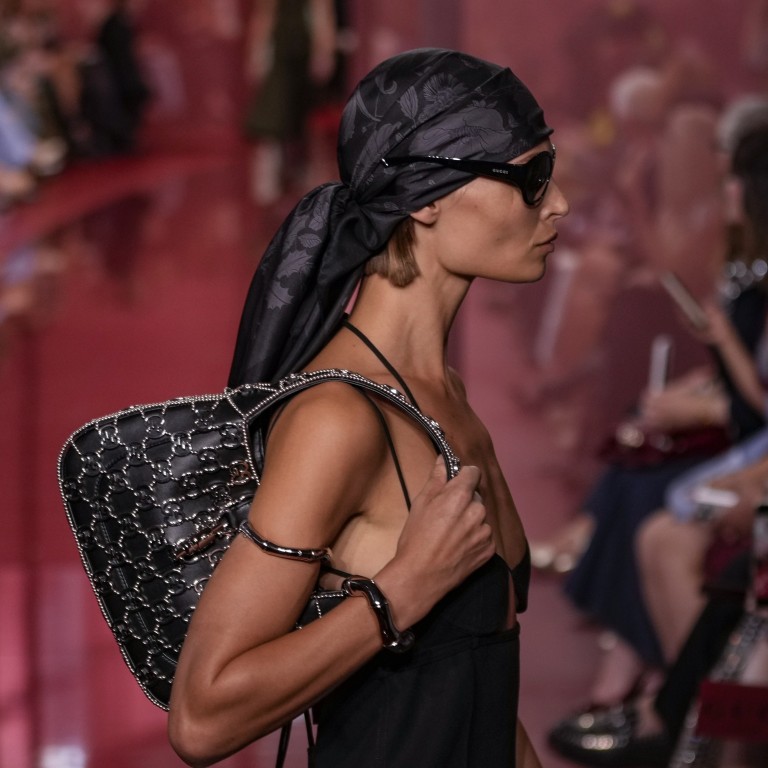 A Jackie bag paired with a headscarf at Gucci’s spring/summer 2025 show at Milan Fashion Week. Photo: AP