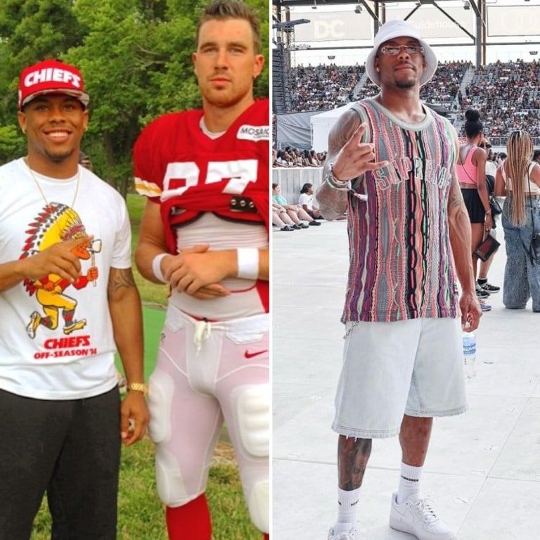 Who is Travis Kelce’s childhood best friend, Aric Jones – and has he met Taylor Swift? Photos: @killatrav, @aricjones/Instagram