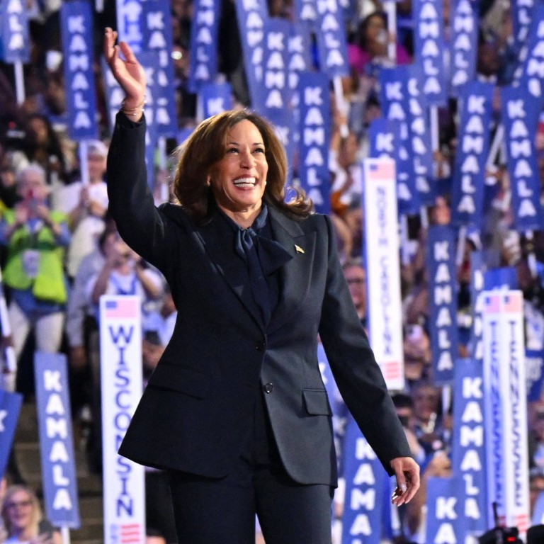 For Kamala Harris, pictured here on the final day of the Democratic National Convention, the power pantsuit became a go-to wardrobe item on the campaign trail. Photo: AFP