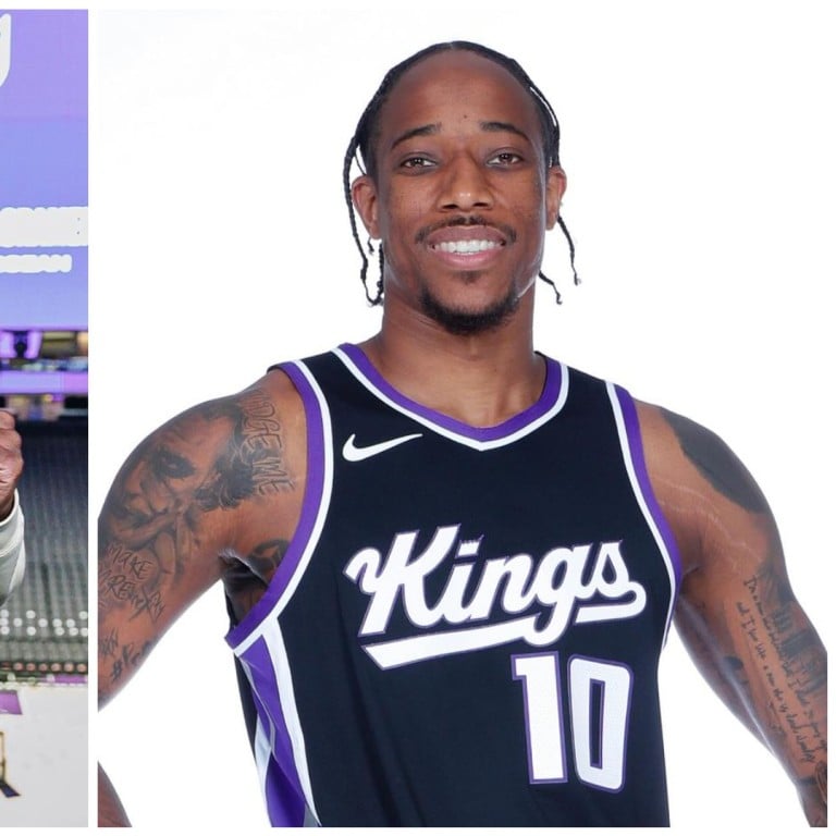 DeMar DeRozan wearing his Sacramento Kings jersey. Photos: @sacramentokings, @kingsteamstore/Instagram