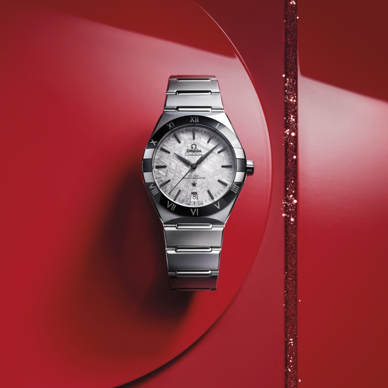 Omega gets festive with four Christmas offerings in stainless steel, including this Constellation “Meteorite”. Photo: Handout