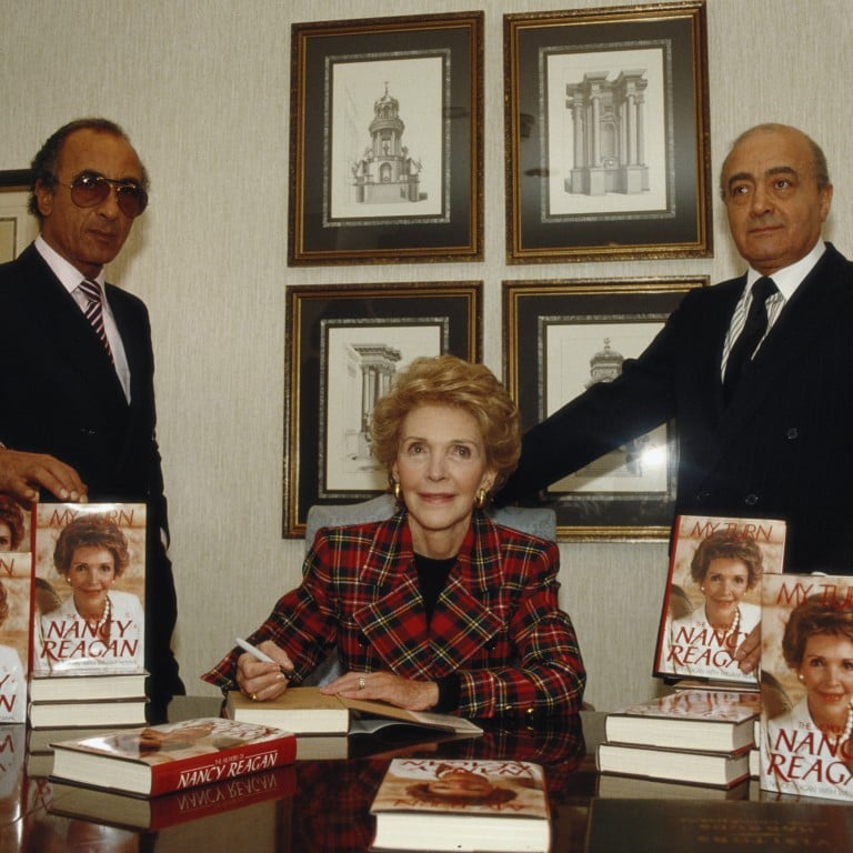 Nancy Reagan, the wife of former US President Ronald Reagan, with Egyptian businessman Mohamed Al-Fayed and his brother Salah in 1989. Photo: Getty Images