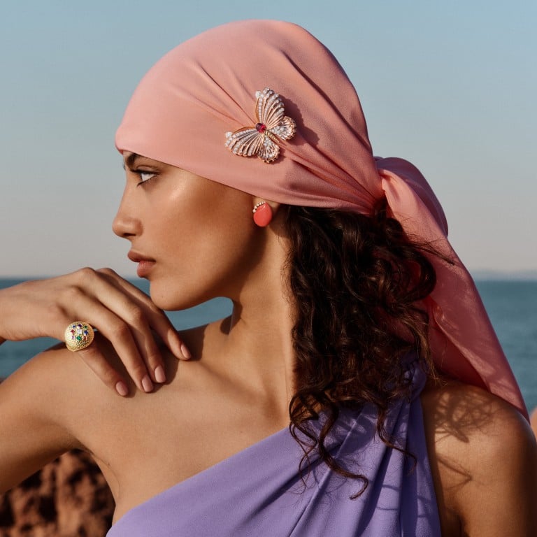 A clip, earring and ring from Van Cleef & Arpels’ Treasure Island high jewellery collection, unveiled in Miami, Florida, in November 2024. Photo: Handout