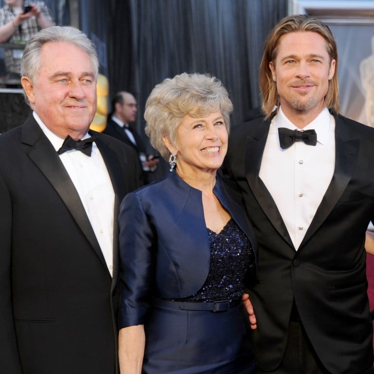 William Pitt, Jane Pitt and their Hollywood actor son, Brad Pitt, at the 2012 Oscars in Hollywood, California. Photo: FilmMagic
