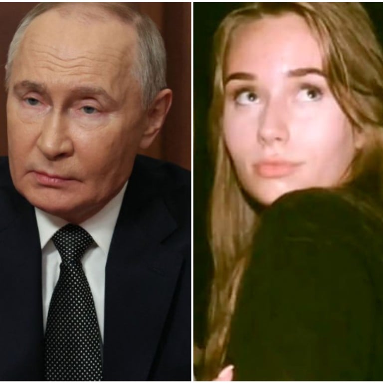 See the resemblance? Ukrainian and Russian media believe Elizaveta Krivonogikh – also known as Luiza Rozova – to be Russian president Vladimir Putin’s illegitimate daughter. Photos: AFP, Instagram