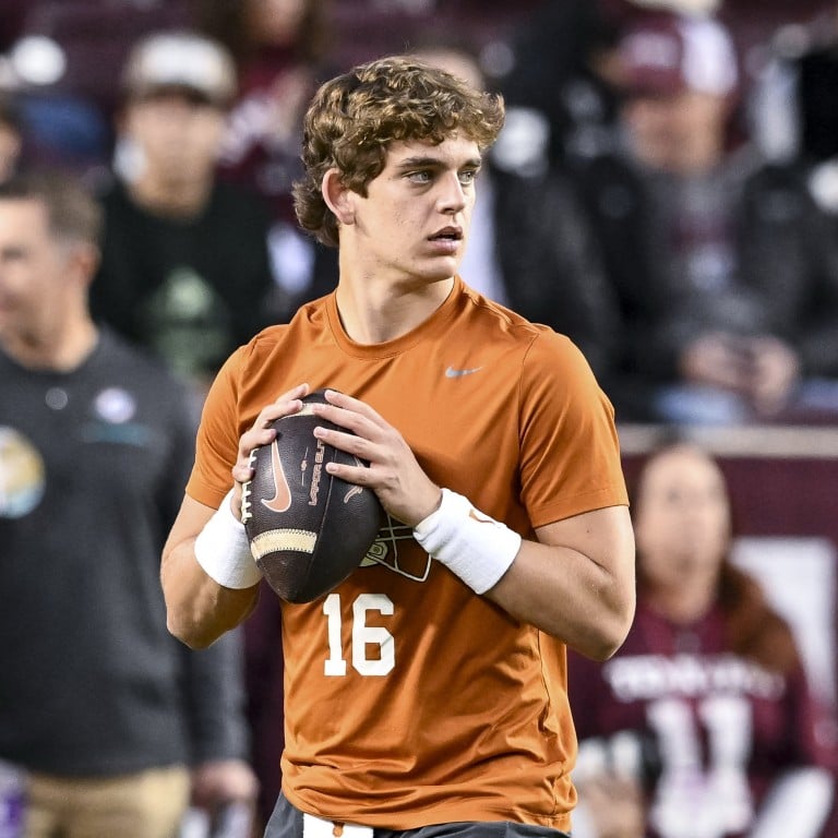 Texas Longhorns quarterback Arch Manning warms up before a game against the Texas A&M Aggies. Photo: Imagn Images