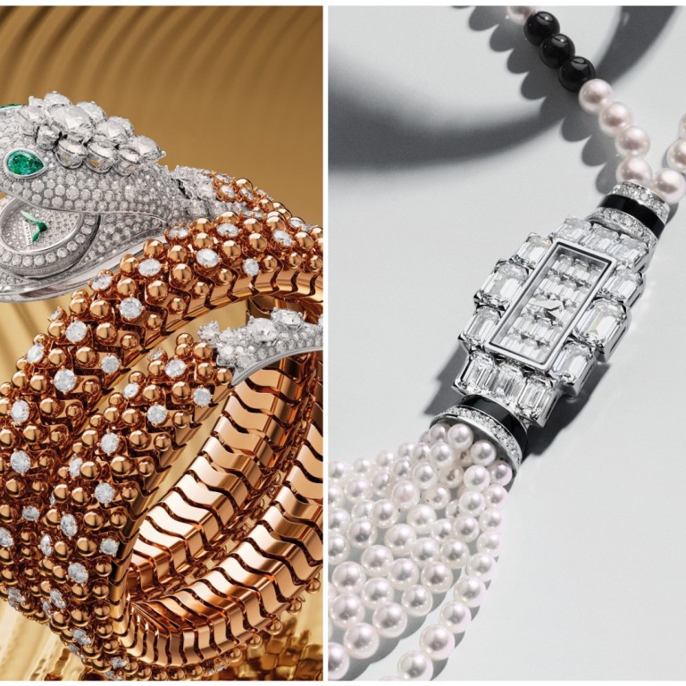 Dazzling designs (from left): Bulgari Serpenti Misteriosi Pallini, Vacheron Constantin Grand Lady Kalla and Jaeger LeCoultre Reverso Secret Necklace. Photos: Handout