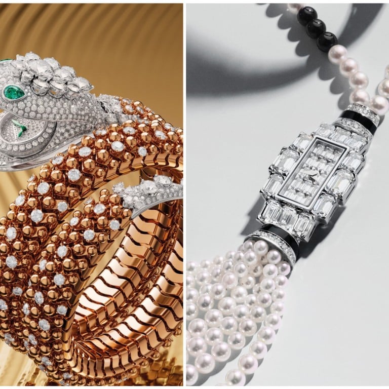 Dazzling designs (from left): Bulgari Serpenti Misteriosi Pallini, Vacheron Constantin Grand Lady Kalla and Jaeger LeCoultre Reverso Secret Necklace. Photos: Handout