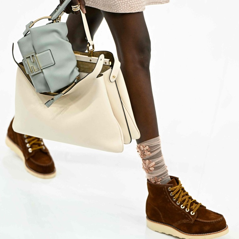 Ethereal sheer socks at Fendi’s spring/summer 2025 collection during Milan Fashion Week. Photo: AFP