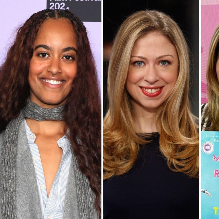 What are former first kids of the US Malia Obama, Chelsea Clinton and Jenna Bush Hager doing now? Photos: @Bookshop_Org/X, Chelsea Clinton/Facebook, Getty Images
