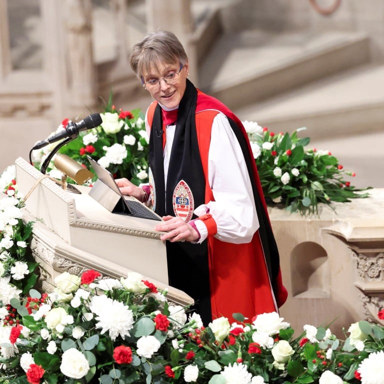 Reverend Mariann Edgar Budde speaks as US President Donald Trump, first lady Melania and US Vice President J.D. Vance with second lady Usha attend the National Day of Prayer Service at the Washington National Cathedral in Washington DC, US, on January 21. Photo: Reuters