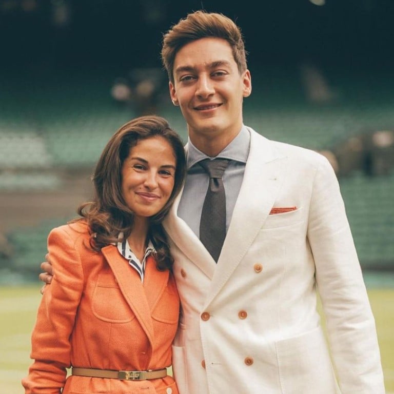 Game, set and catch: Carmen Montero Mundt solo; and at Wimbledon with F1 driver boyfriend George Russell. Photos: @carmenmmundt/Instagram
