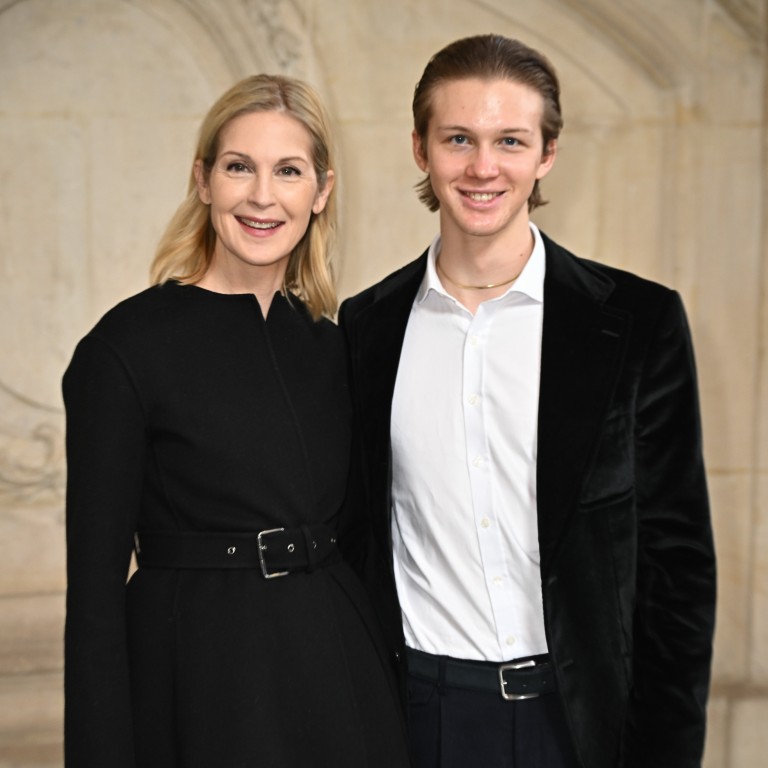 Gossip Girl star Kelly Rutherford with her son, Hermés Giersch, at Paris Fashion Week. Photo: Getty Images