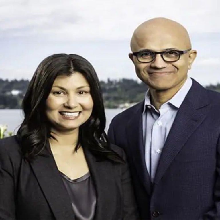 Microsoft CEO Satya Nadella (right) and his wife Anupama. Photo: @SheThePeople/X