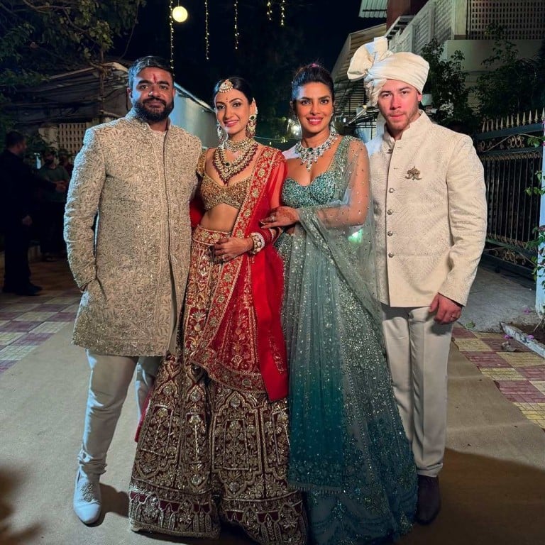 Priyanka Chopra (second right) with husband Nick Jonas at her brother Siddharth Chopra’s wedding to Neelam Upadhyaya. Photo: @priyankachopra/Instagram